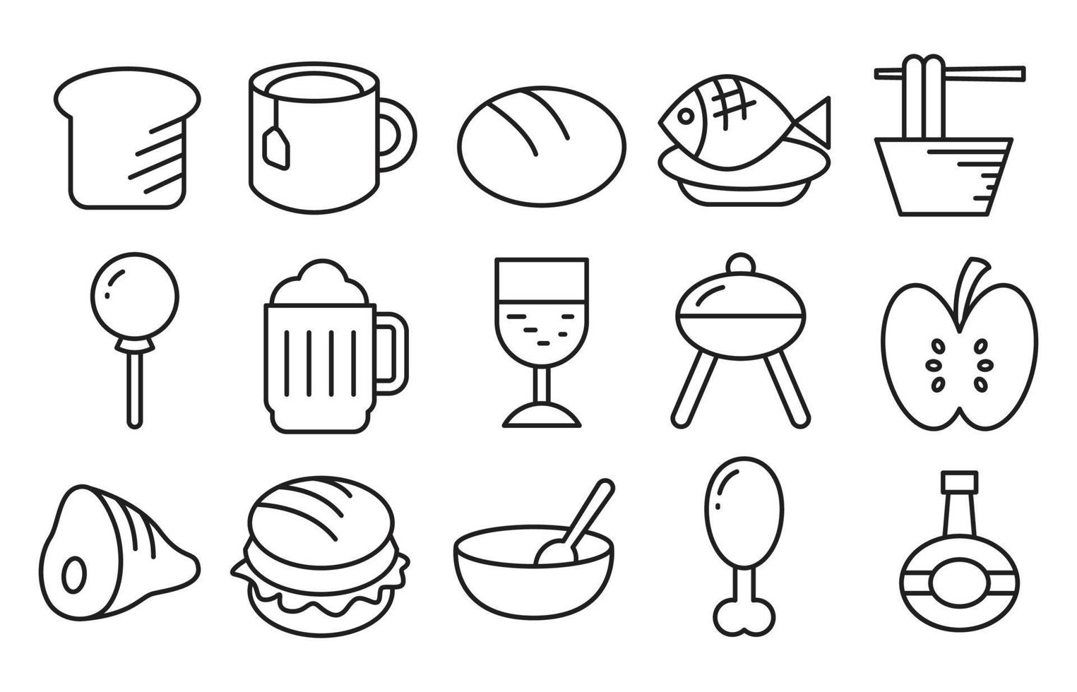 food and drinks line icons vector