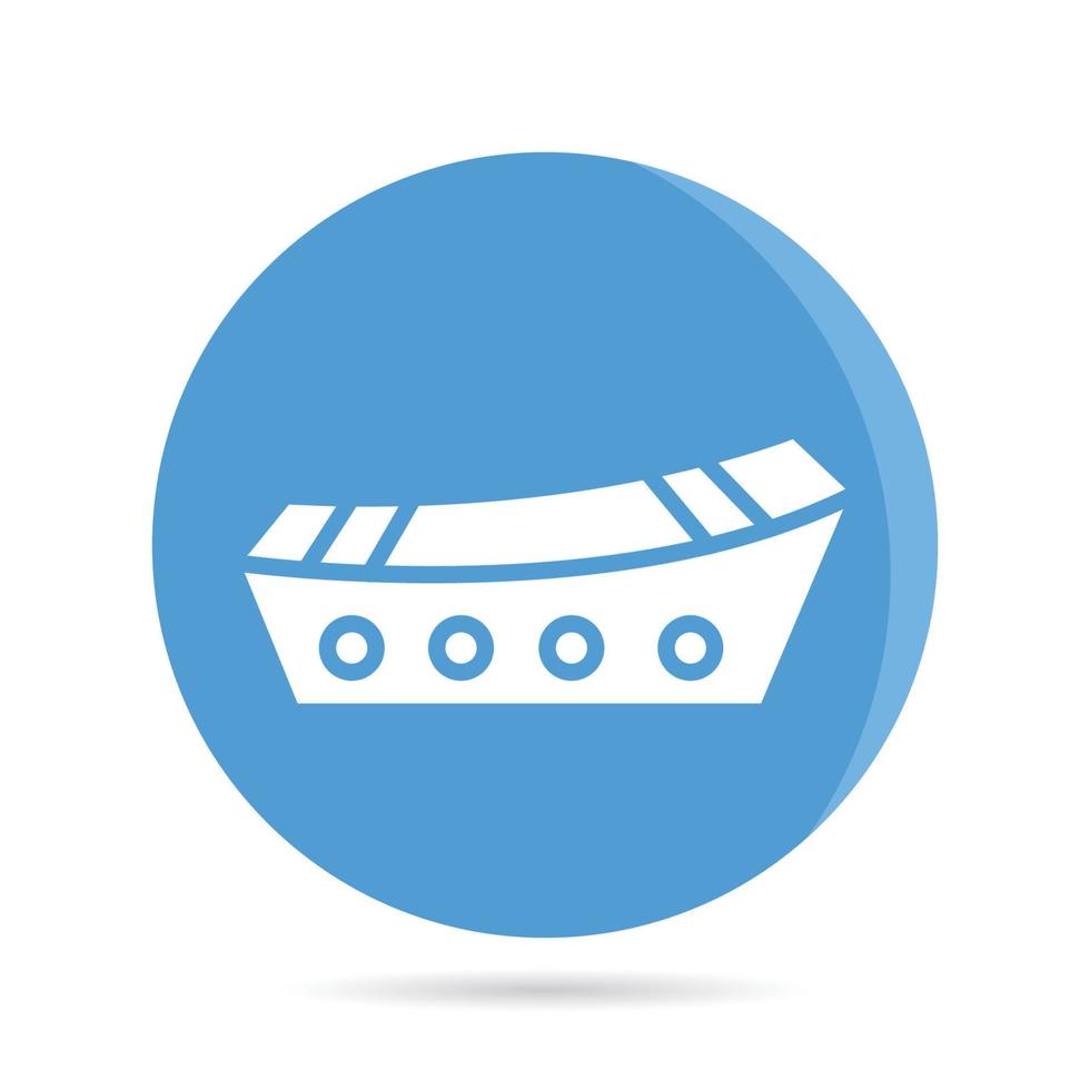 small boat in round button vector