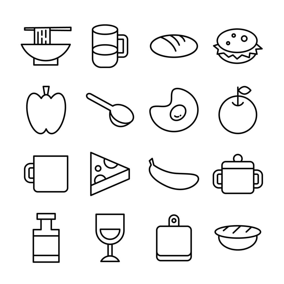 conjunto de iconos de cocina y comida vector