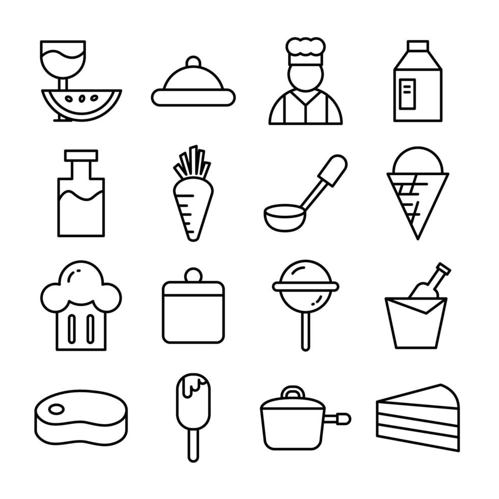 iconos de linea de comida vector