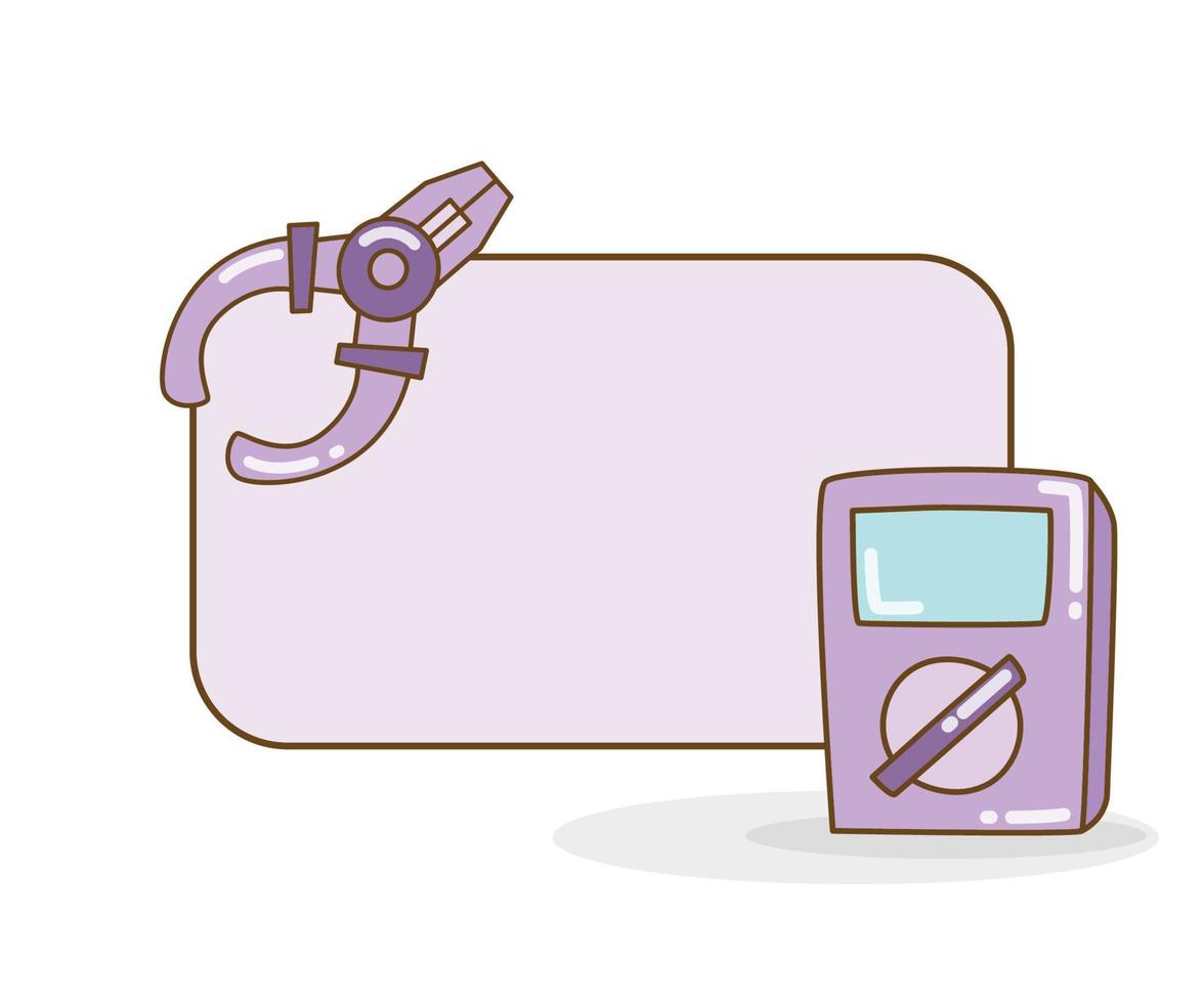 blank board with volt meter and pliers vector illustration