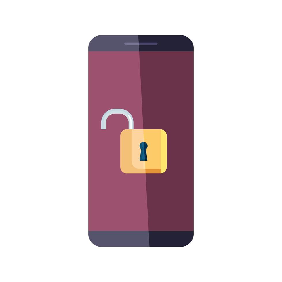 smartphone security system padlock on white background vector