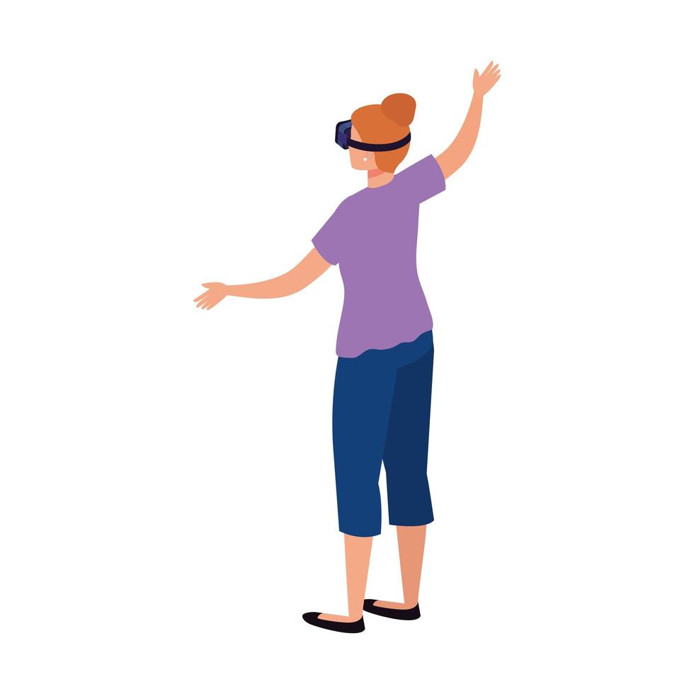 woman with glasses virtual reality on white background vector