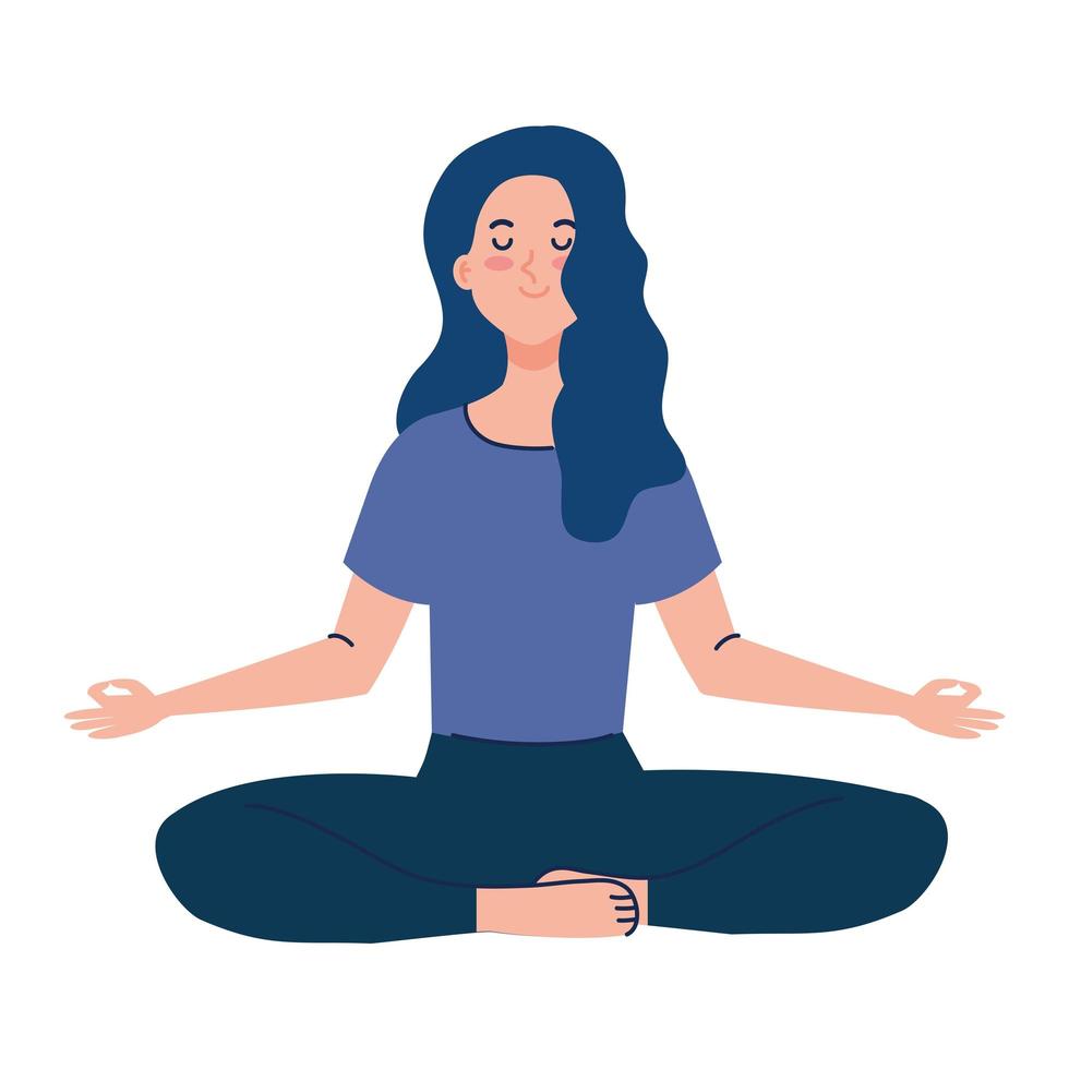 woman meditating, concept for yoga, meditation, relax, healthy lifestyle vector