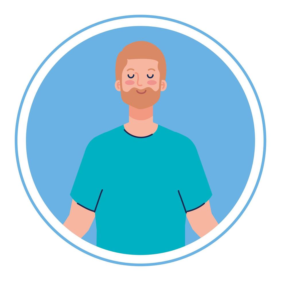 hombre con los ojos cerrados, meditación, estilo de vida saludable vector