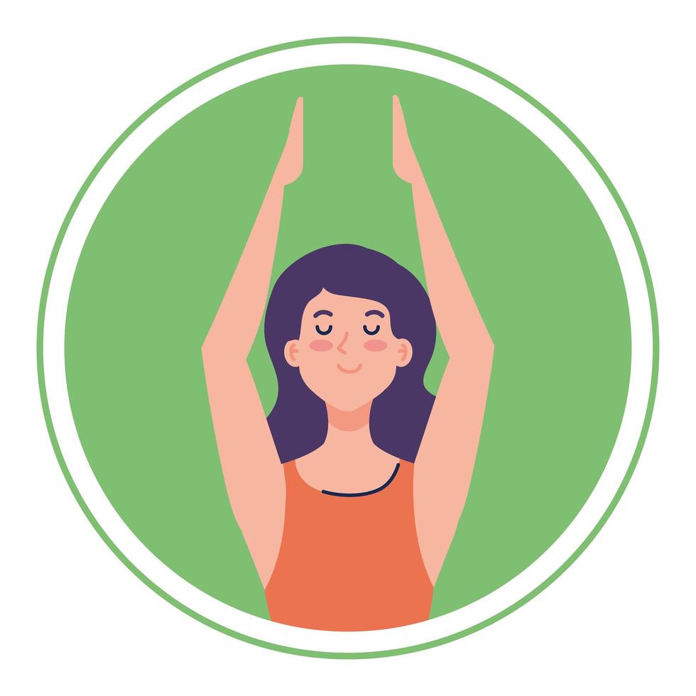 woman with eyes closed, meditation, healthy lifestyle vector