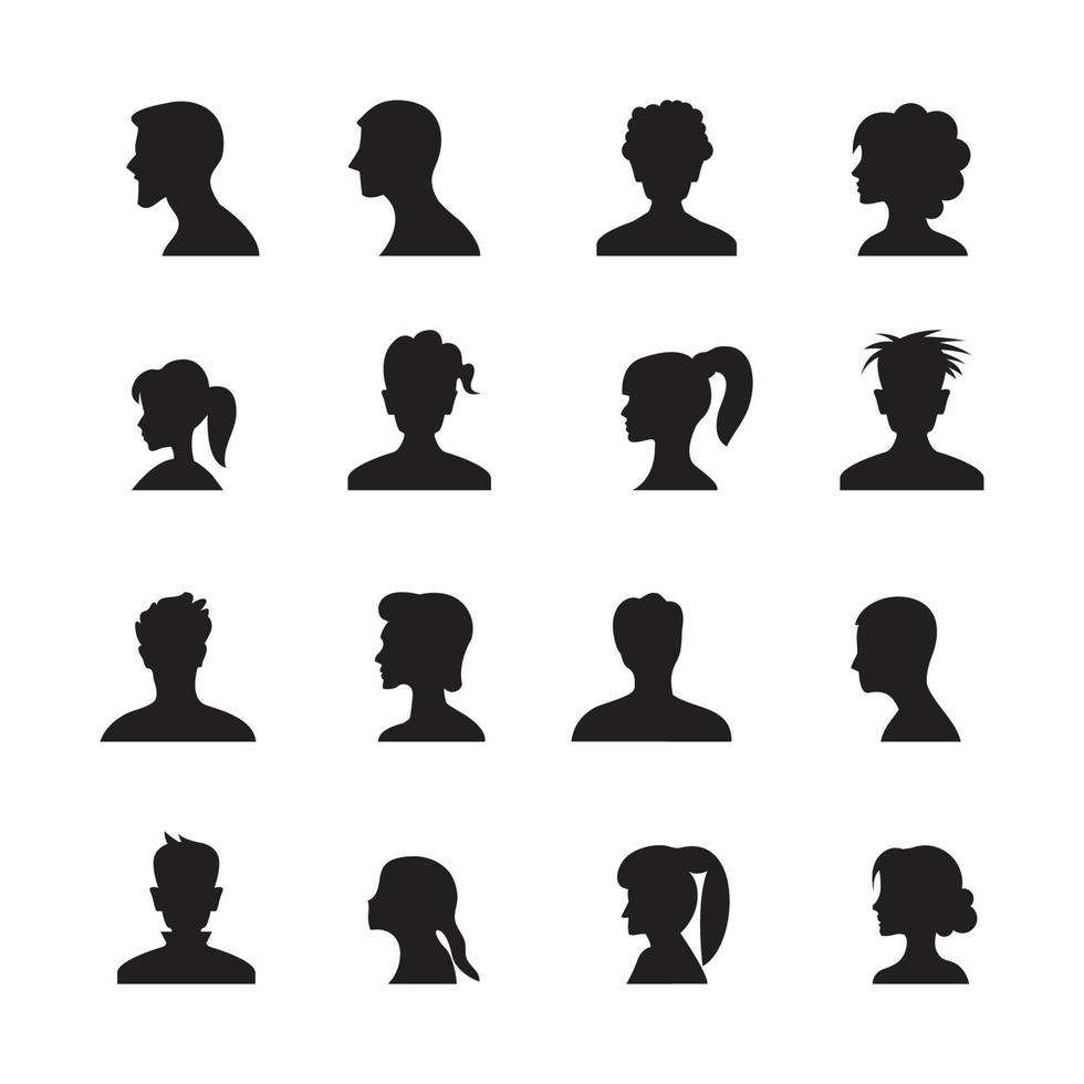 silhouette people avatar side view vector