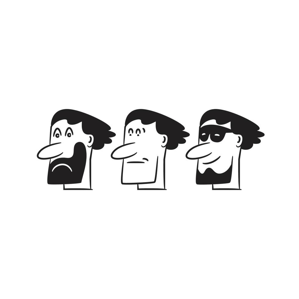 comic human face characters vector