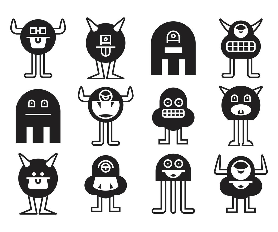 monstruo, iconos, vector, ilustración vector