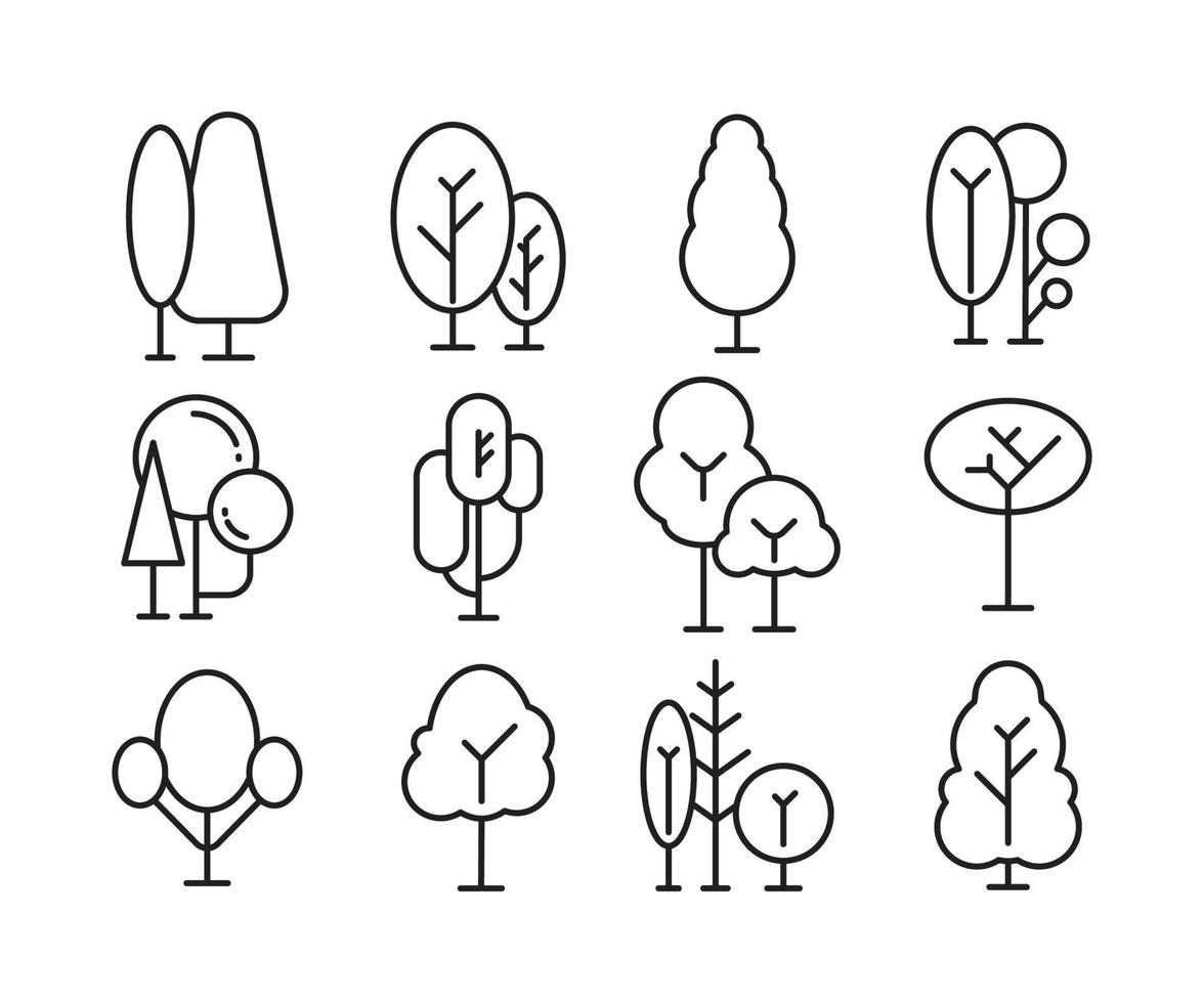 árbol, iconos, conjunto, vector