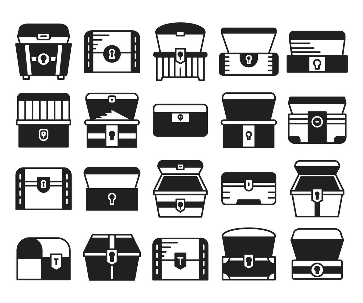 set of treasure chest icons vector