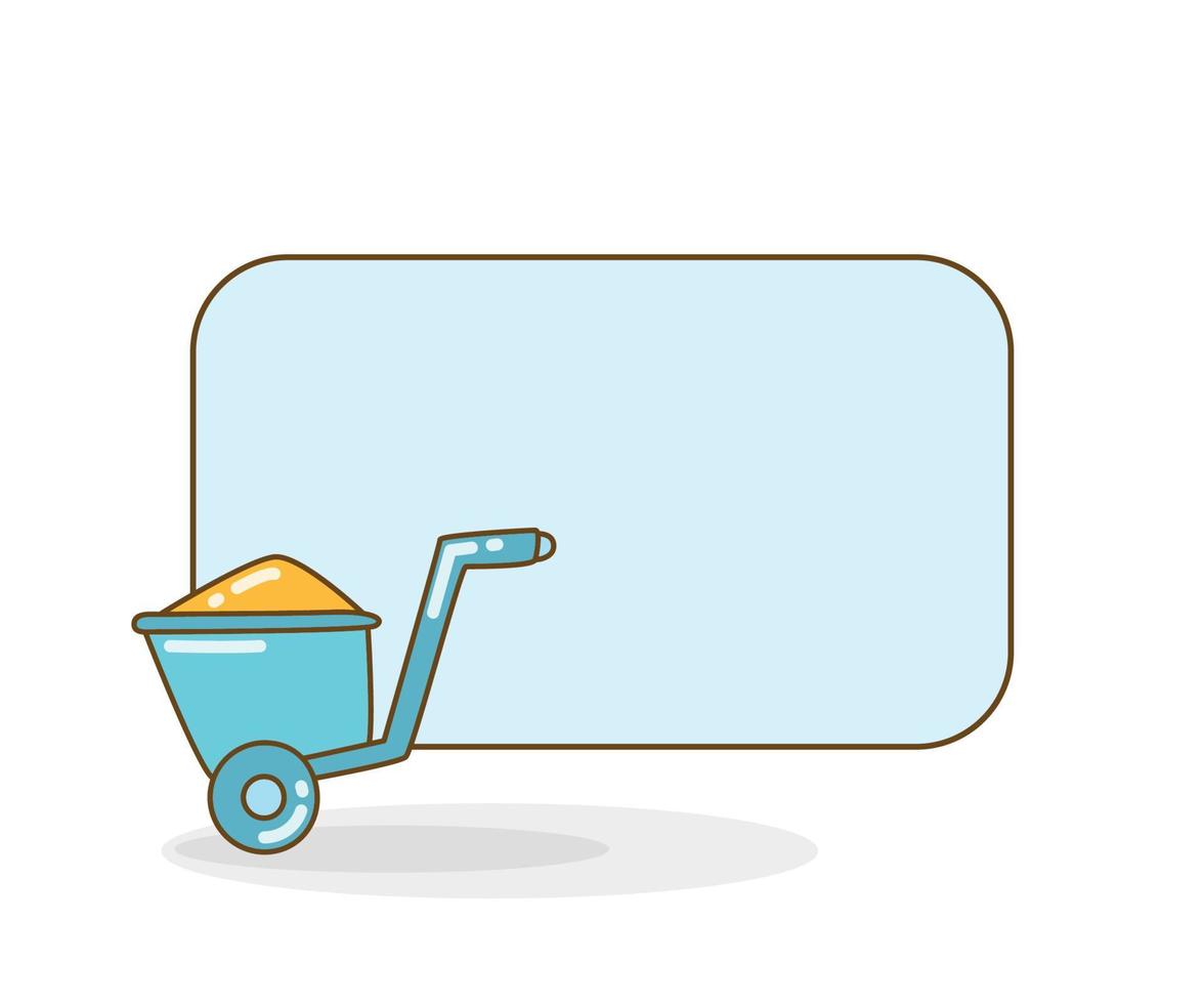 blank noteboard with trolley doodle vector illustration