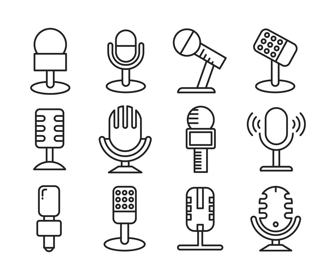 electronic microphone icons set vector