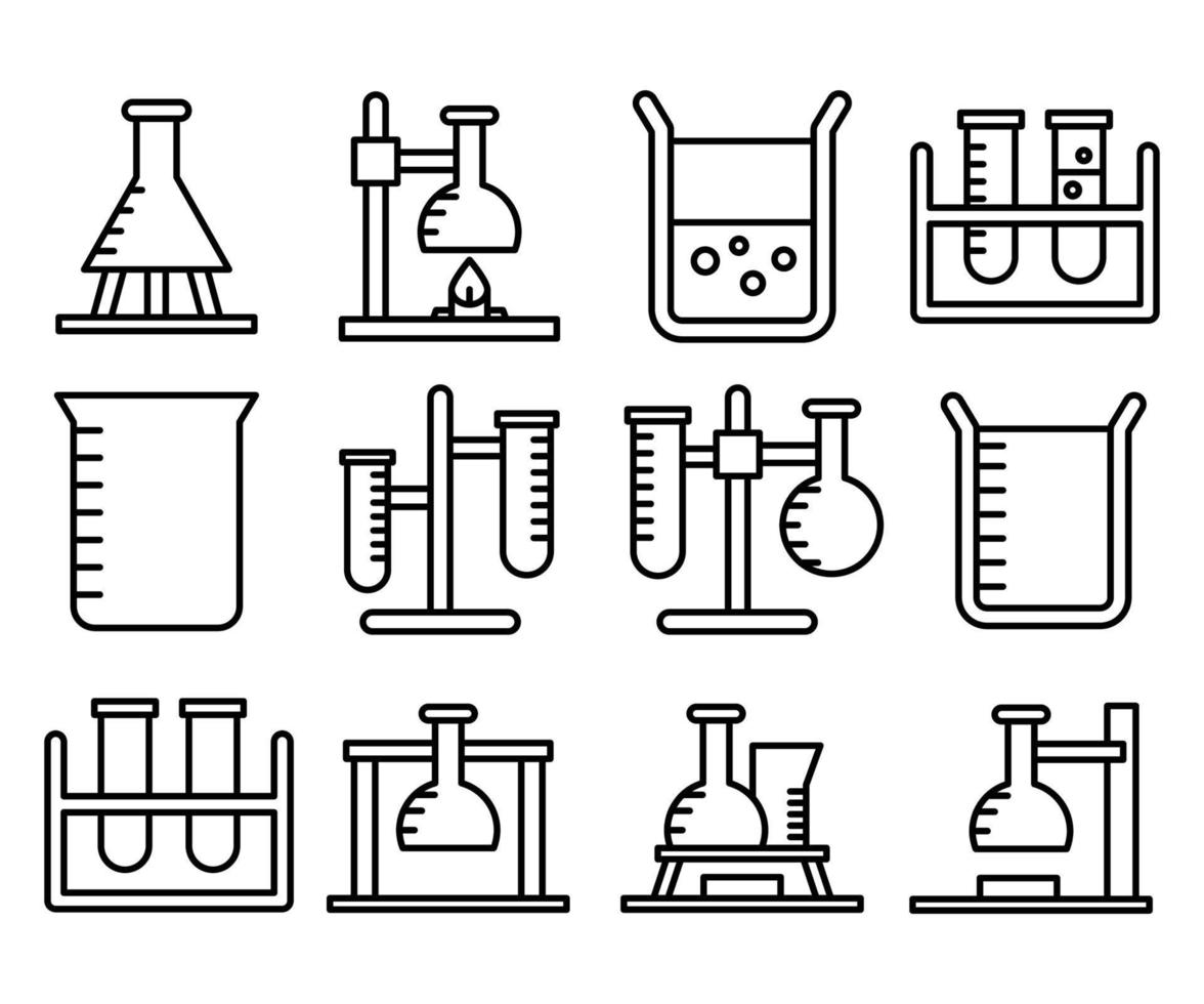 Ilustración de vector de iconos de tubo de ensayo y vaso de precipitados