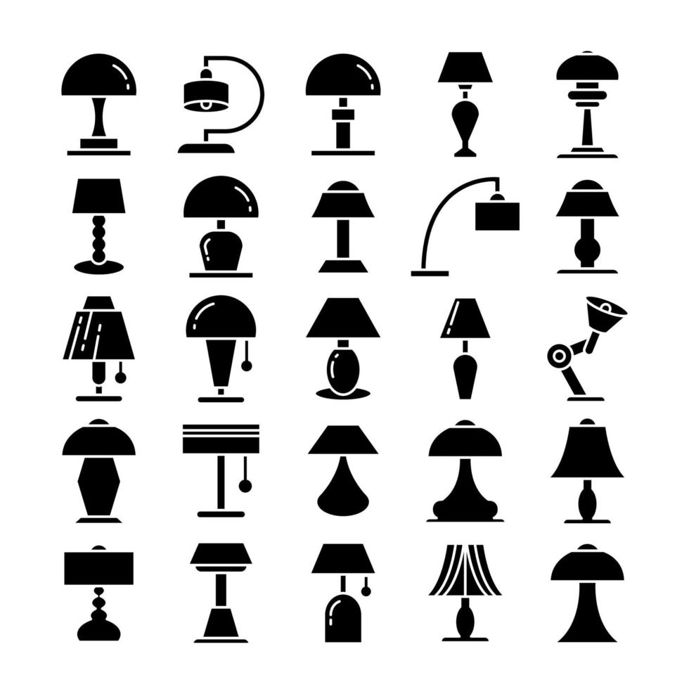 table lamp icons set vector