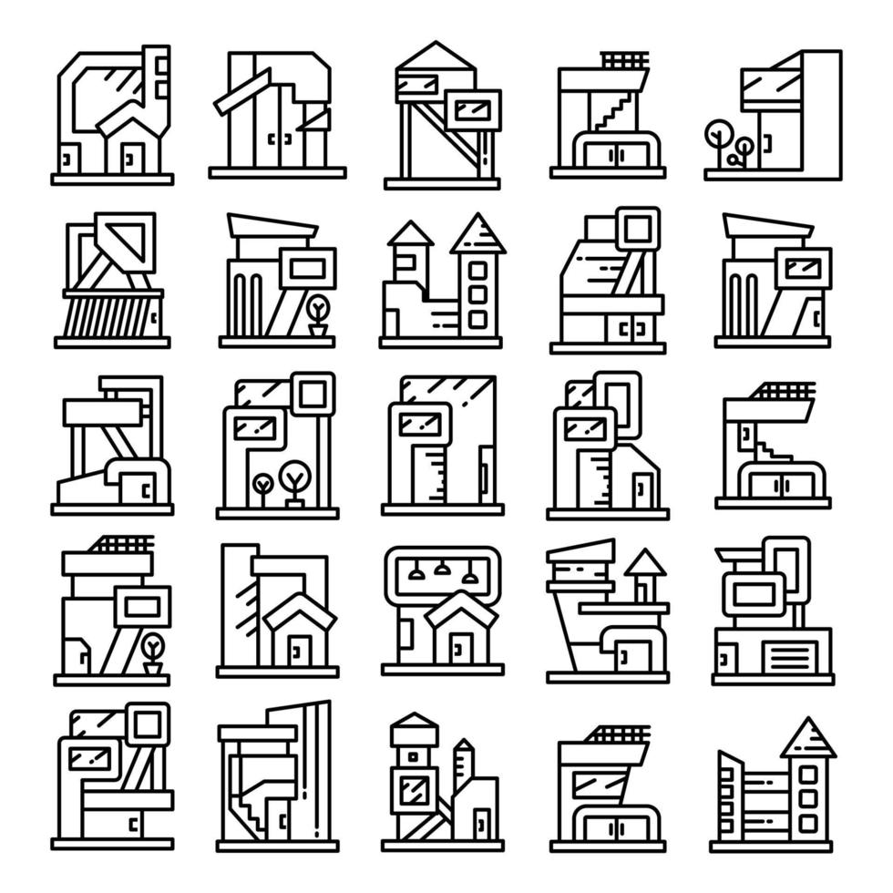 iconos modernos de la línea de la casa y la oficina vector