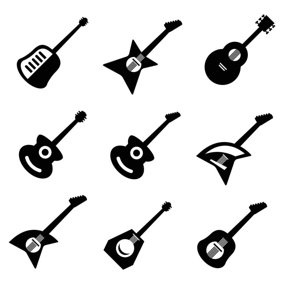 iconos de glifo de guitarra vector