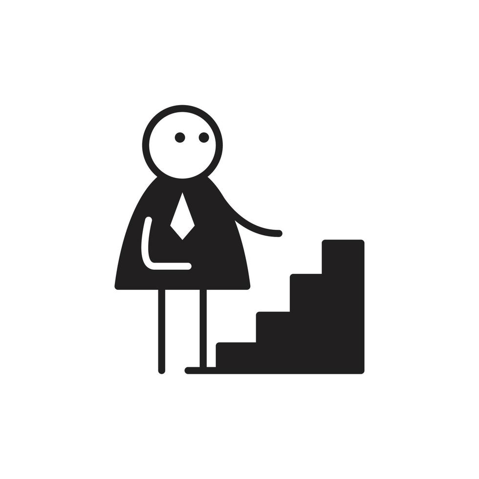 hombre de negocios caminando en la ilustración de personaje de figura de palo de escalera vector