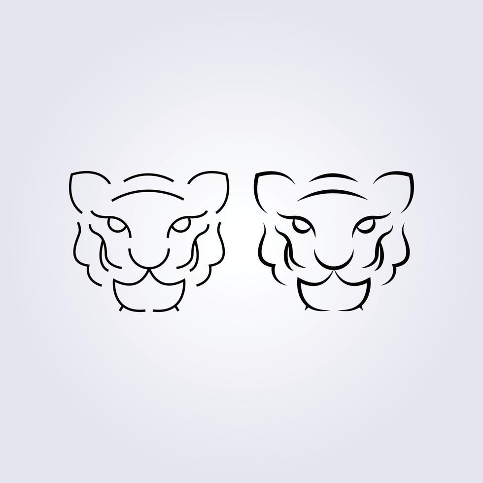 abstract tiger or lion or cat symbol icon logo vector illustration design modern simple linear art