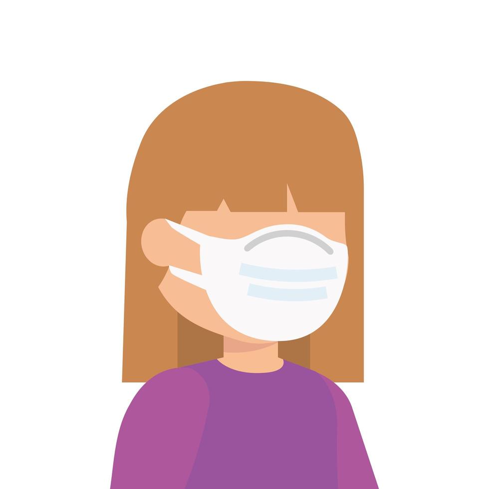 cute girl using face mask isolated icon vector