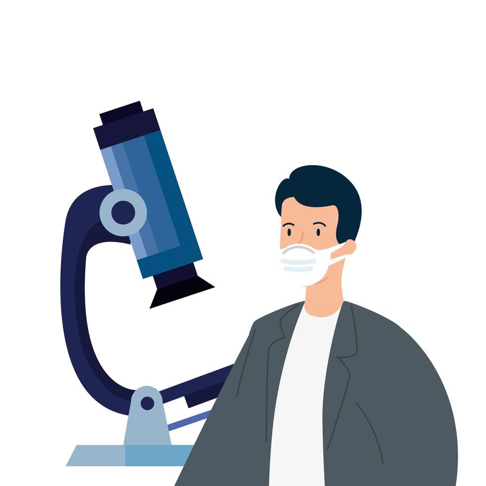 doctor with microscope isolated icon vector
