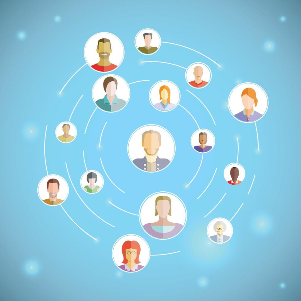 people network on blue background vector