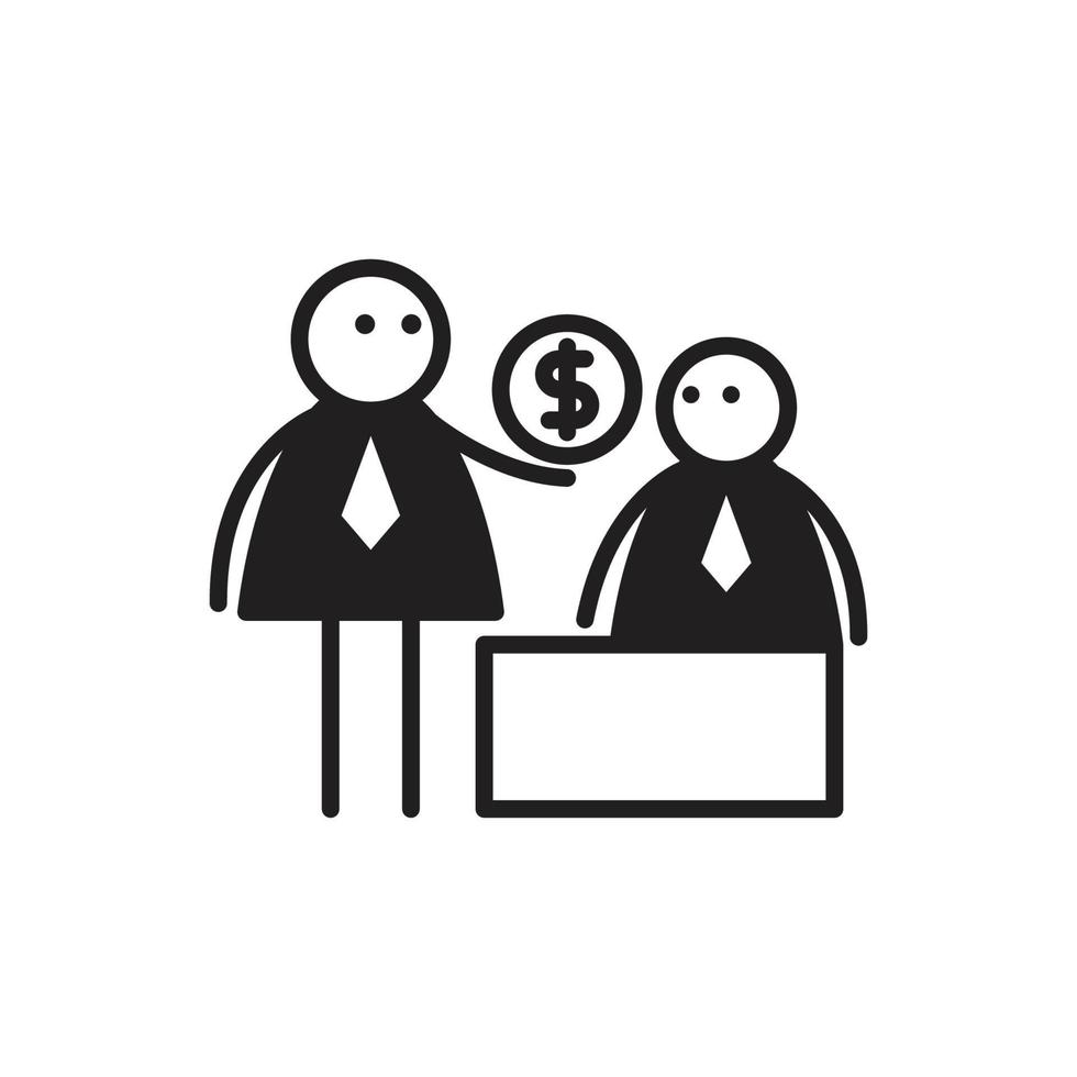 businessman giving money stickfigure character illustration vector