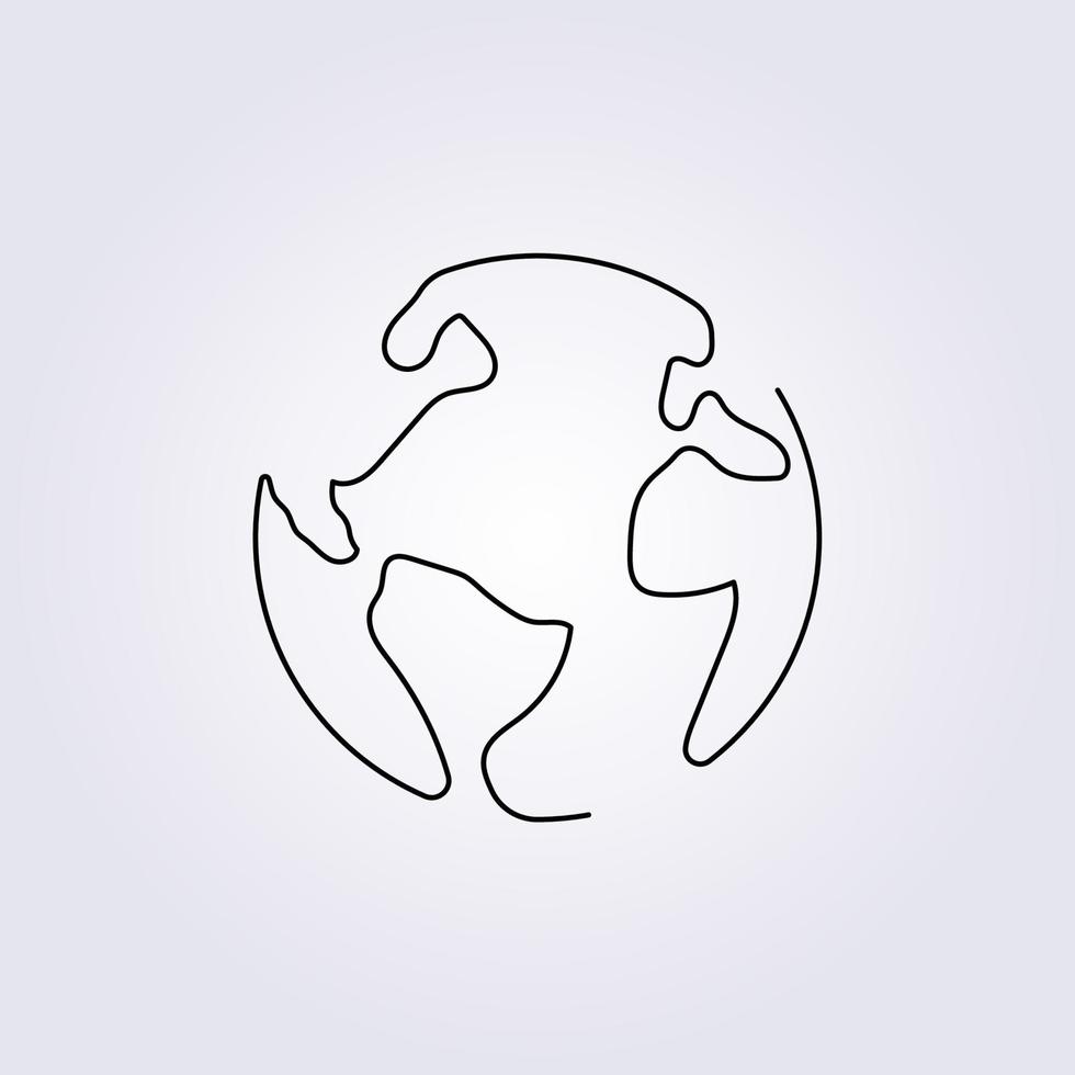 one line globe atlas illustration icon symbol draw sketch vector logo design