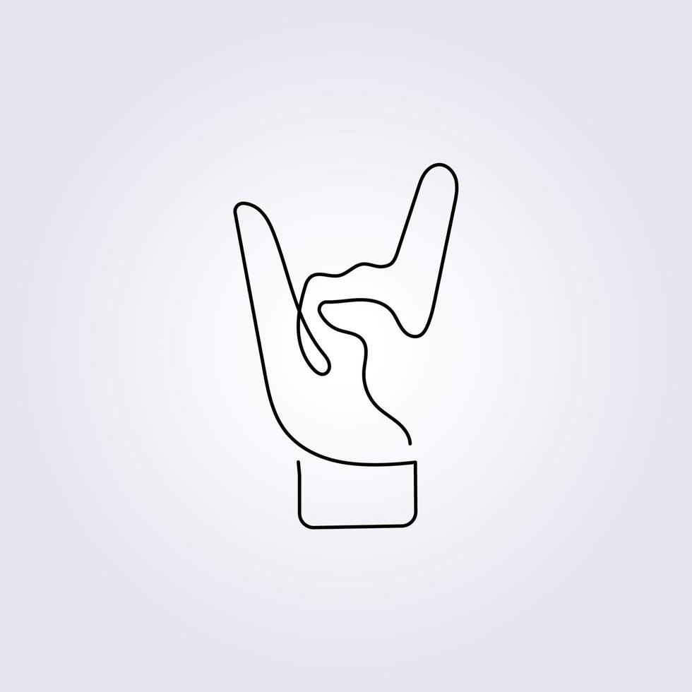 simple rock hand sign one line continuous icon sticker symbol draw sketch vector logo illustration design graphic