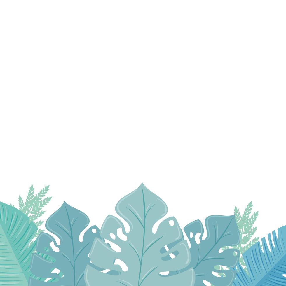 decoration of tropical branches and leaves pastel color on white background vector