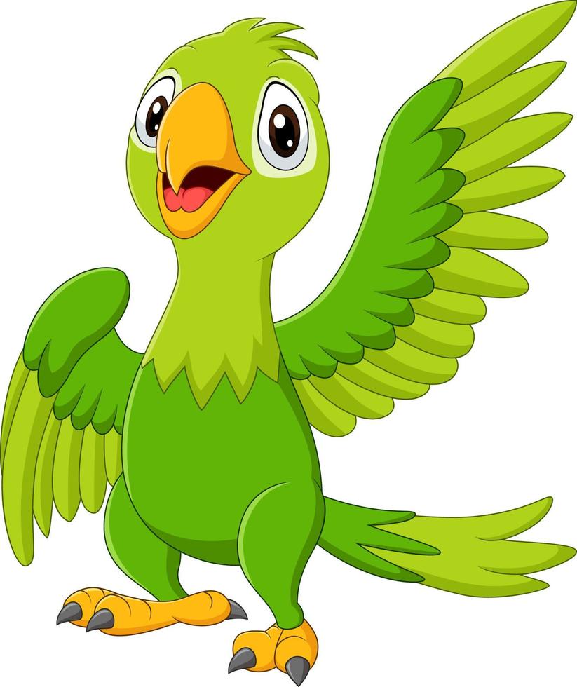 Cartoon happy parrot isolated on white background vector