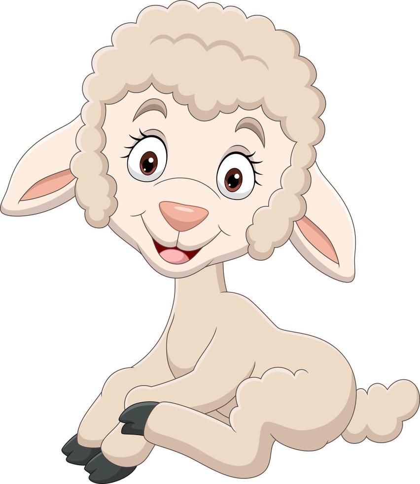 Cartoon funny baby lamb sitting vector