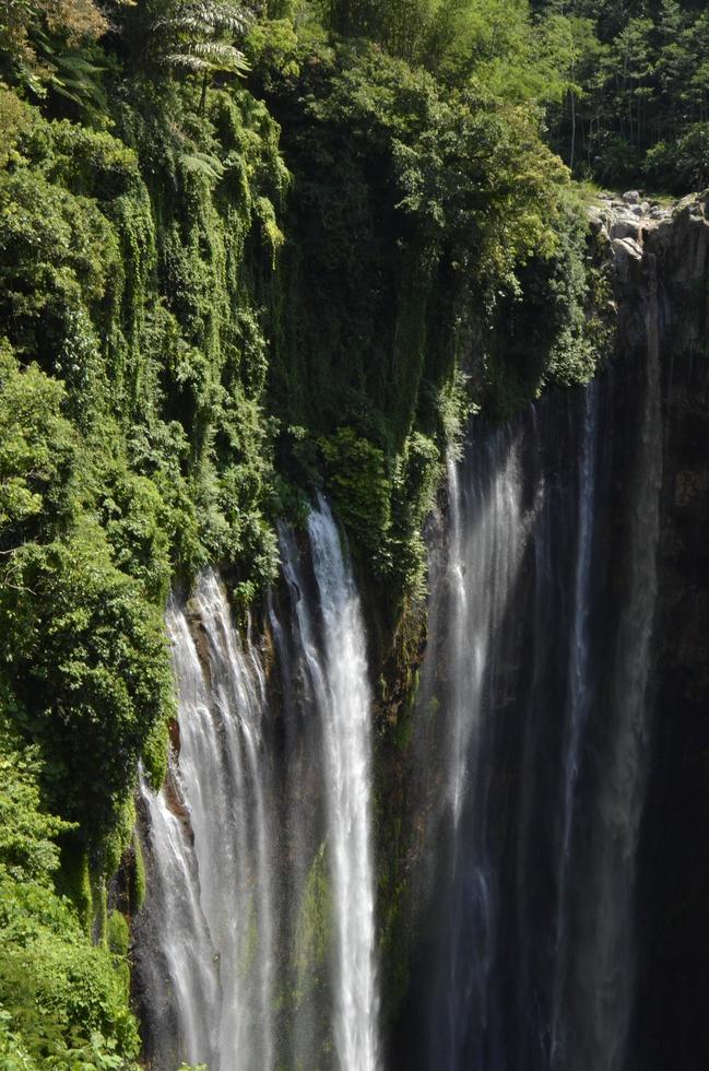 paisaje y vista de la cascada desde arriba en verano. ubicación en la cascada tumpak sewu, indonesia foto