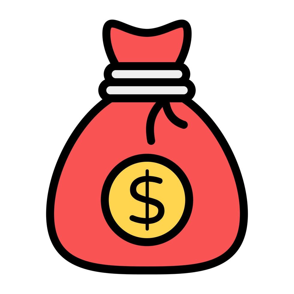 Money sack icon in modern flat style vector