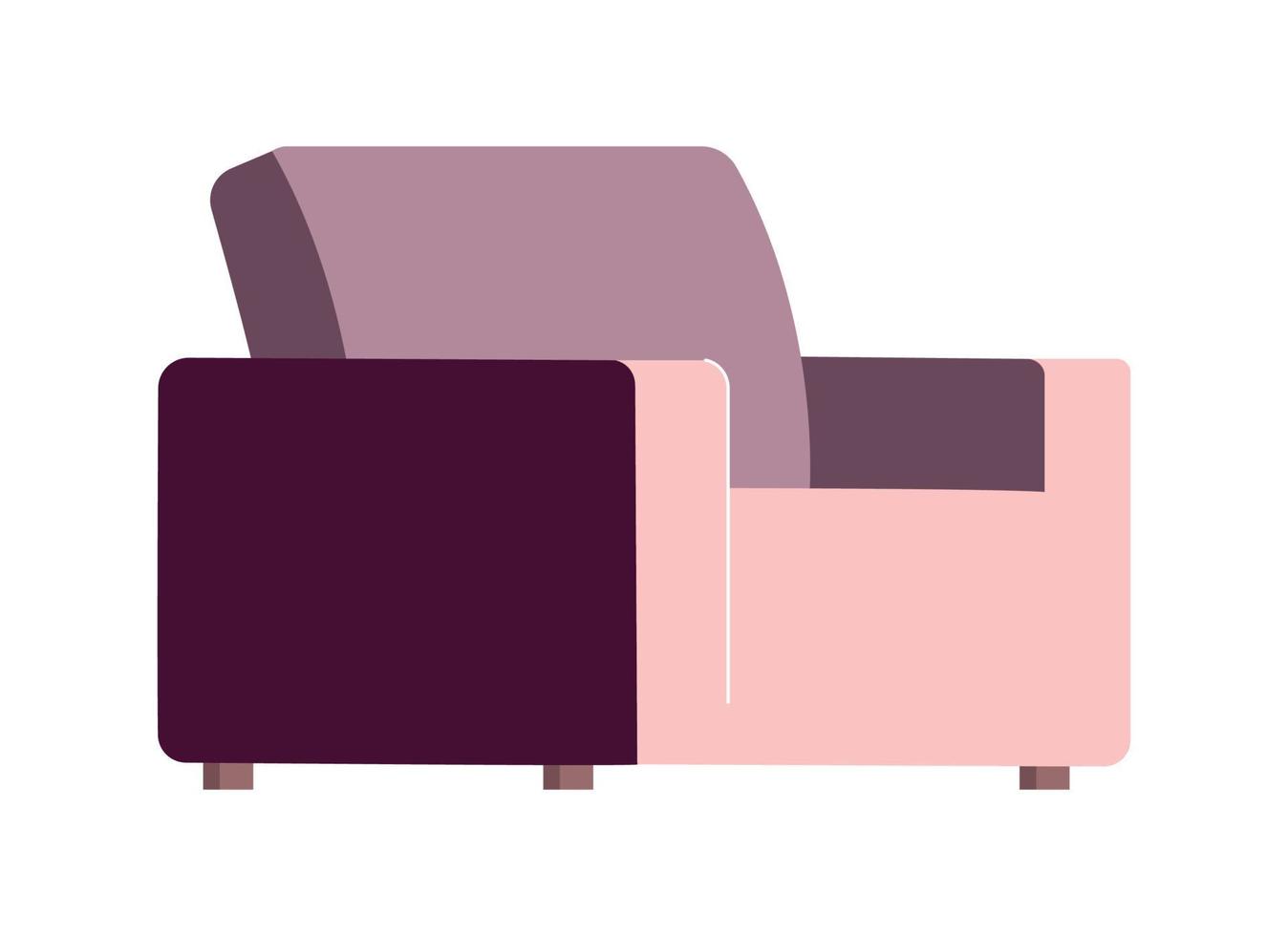 Soft purple armchair semi flat color vector object
