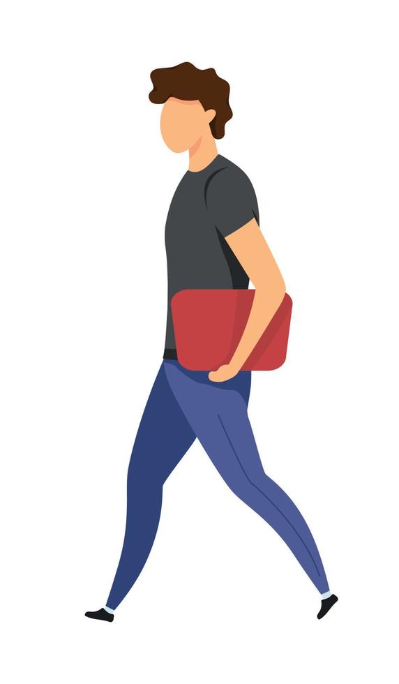 Student walking semi flat color vector character