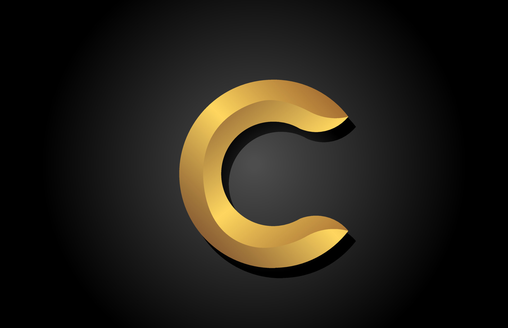 gold golden C alphabet letter logo icon design. Company template for
