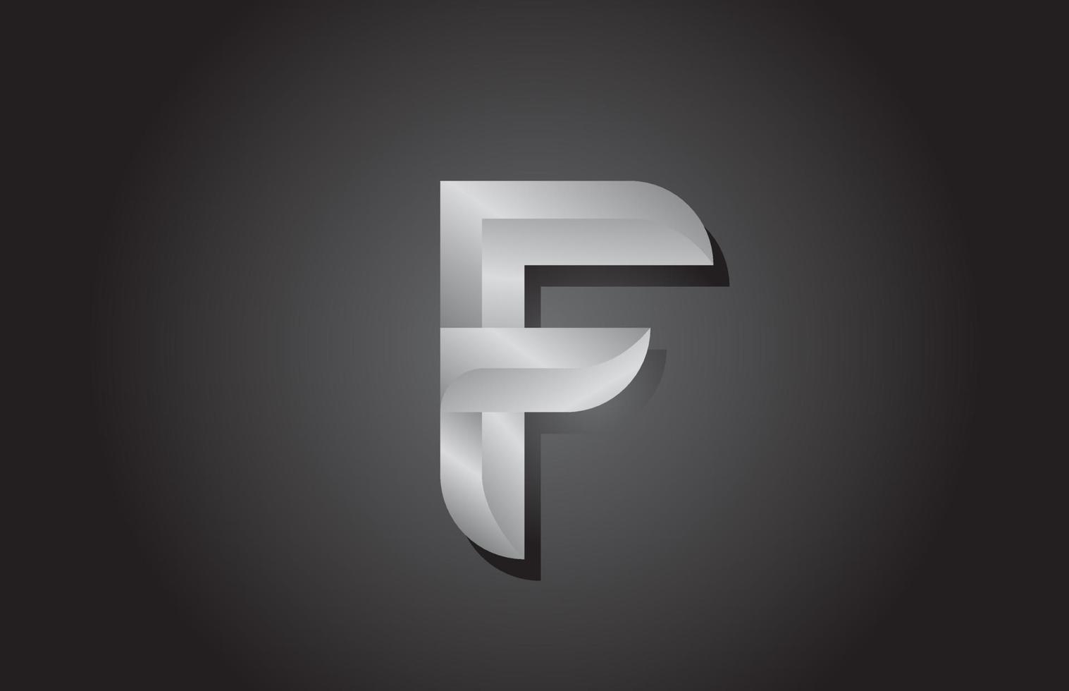 grey F letter alphabet icon logo design. Company template for business vector