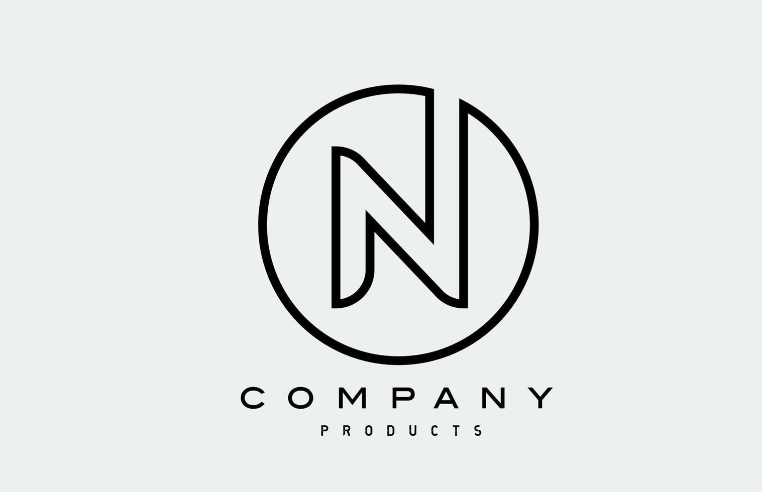 line black N simple alphabet letter logo icon. Creative design template for business vector