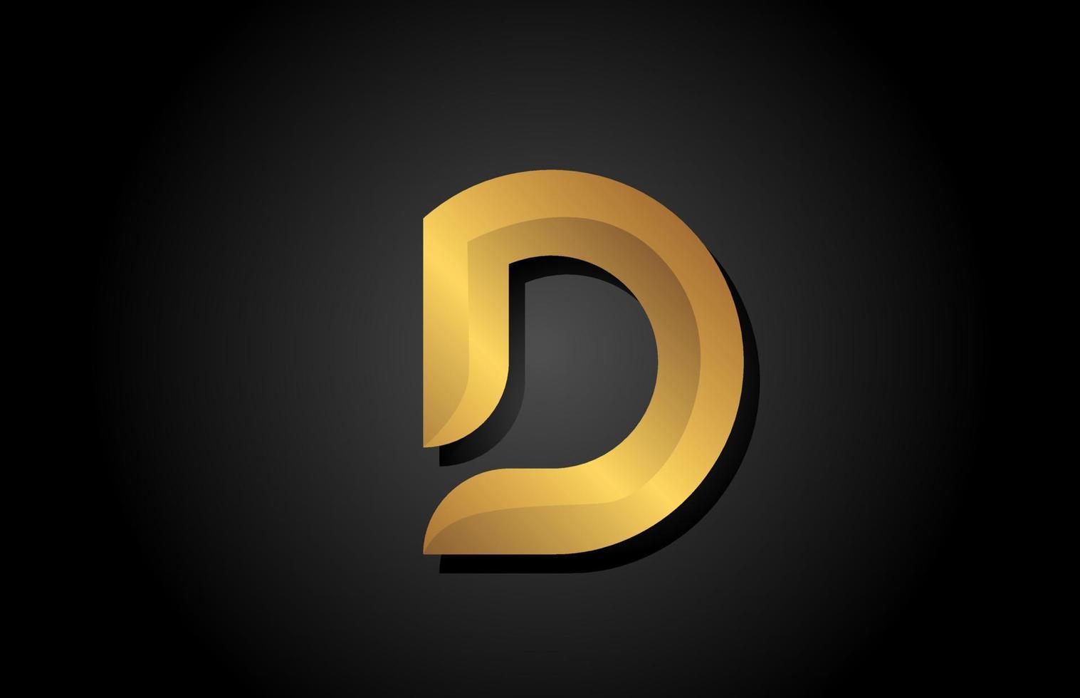 Diseño de icono de logotipo de letra del alfabeto dorado dorado d. plantilla de empresa para negocios de lujo vector