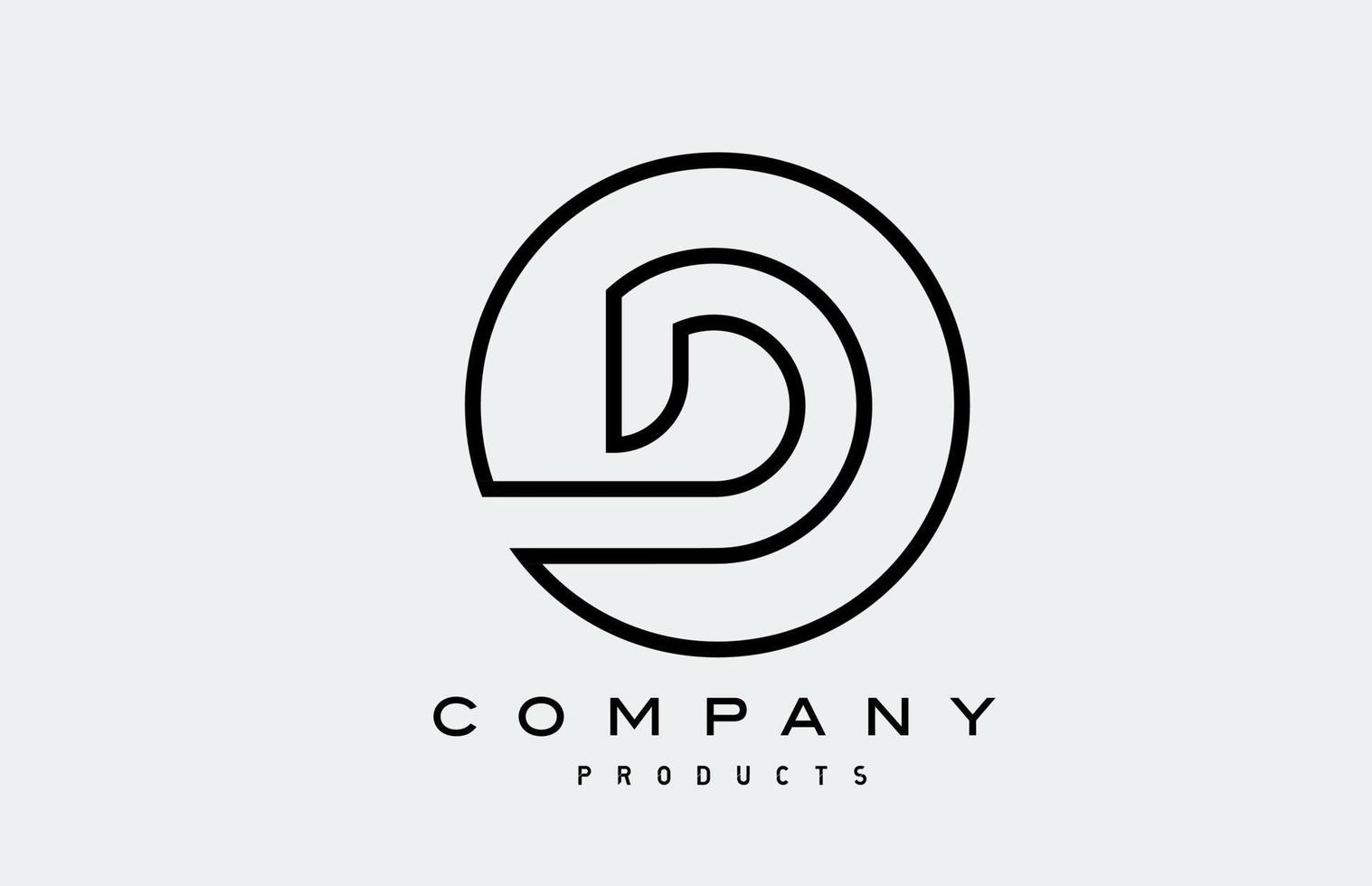 line black D simple alphabet letter logo icon. Creative design template for business vector