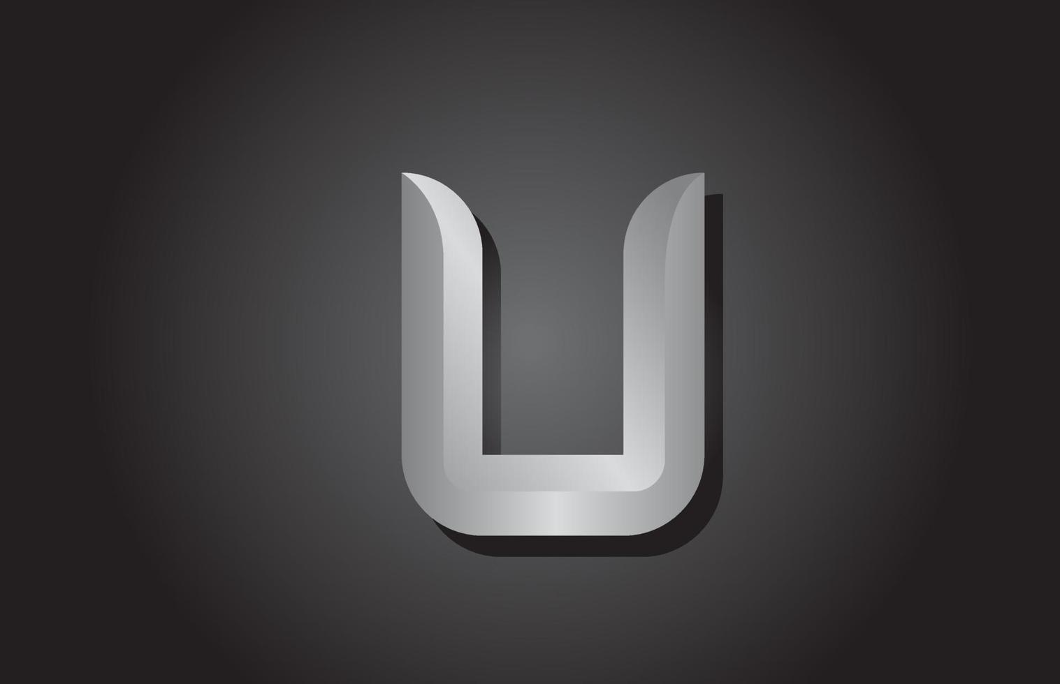 grey U letter alphabet icon logo design. Company template for business vector