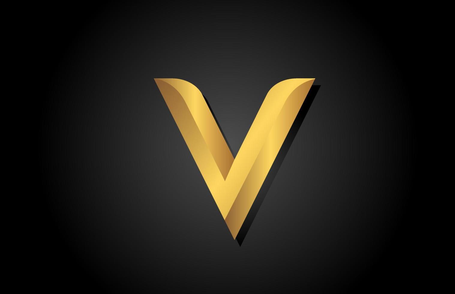 Diseño de icono de logotipo de letra del alfabeto v dorado dorado. plantilla de empresa para negocios de lujo vector