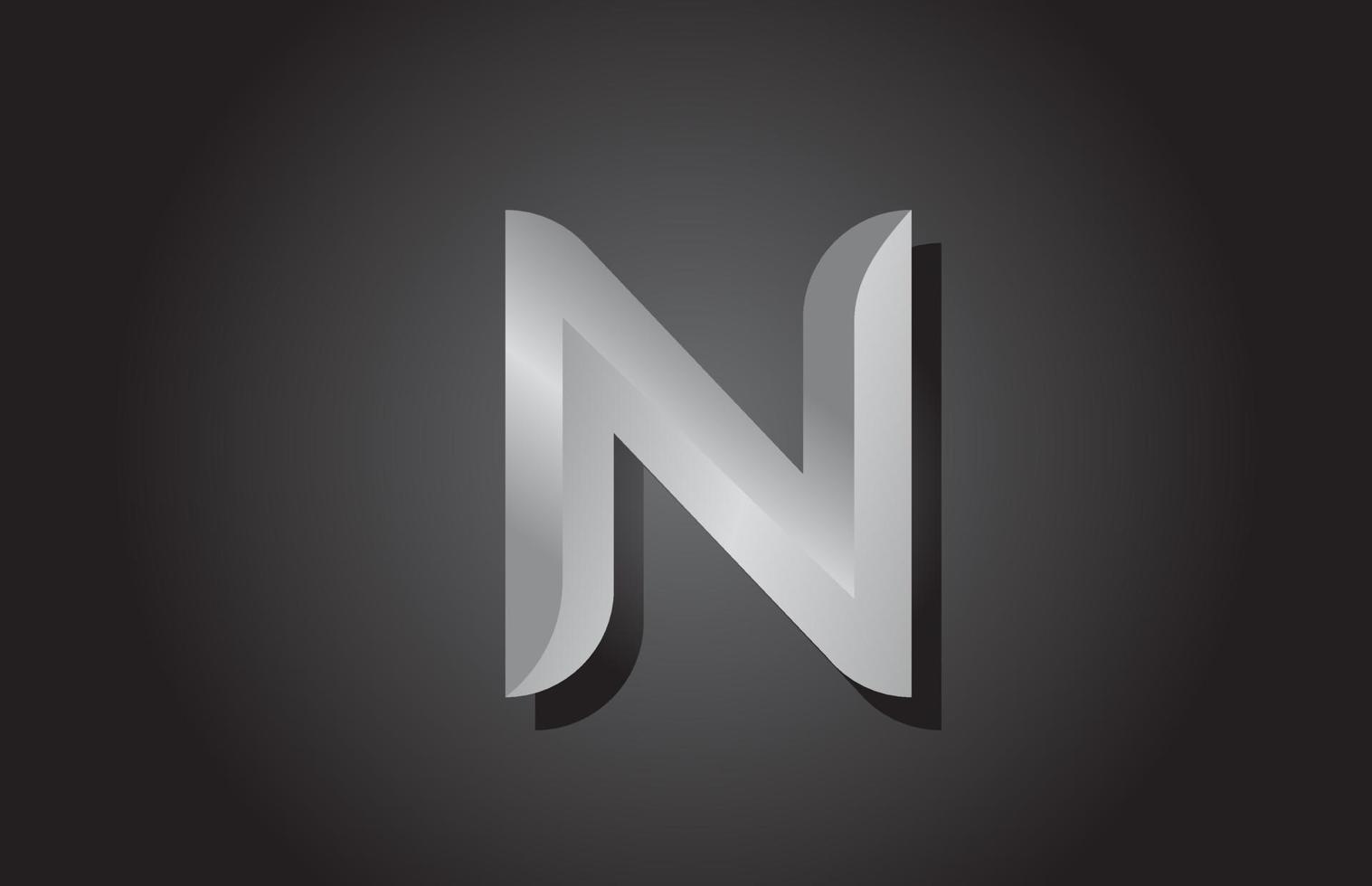 diseño de logotipo de icono de alfabeto de letra n gris. plantilla de empresa para negocios vector