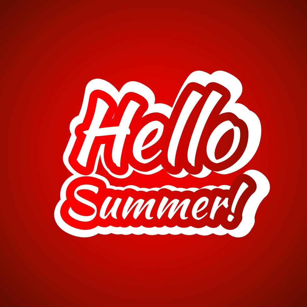 Hello summer banner red lettering card marketing background seasonal offer discount vector template