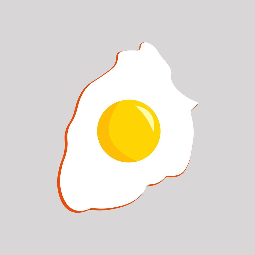 huevo frito ilustración fondo amarillo yema comida sabroso desayuno vector icono plantilla