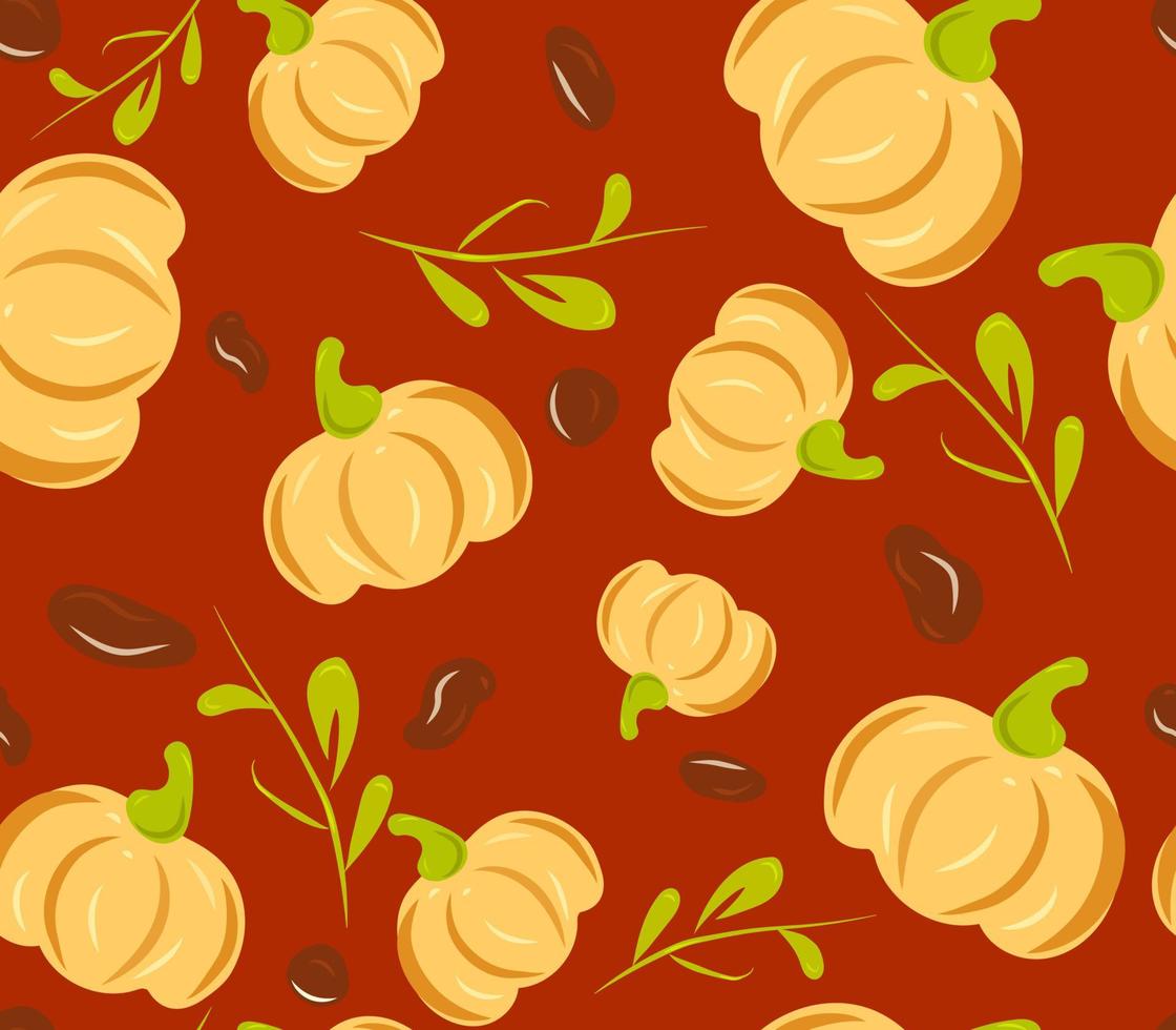 Pumpkin vector seamless pattern fall harvest autumn season wallpaper endless nature template