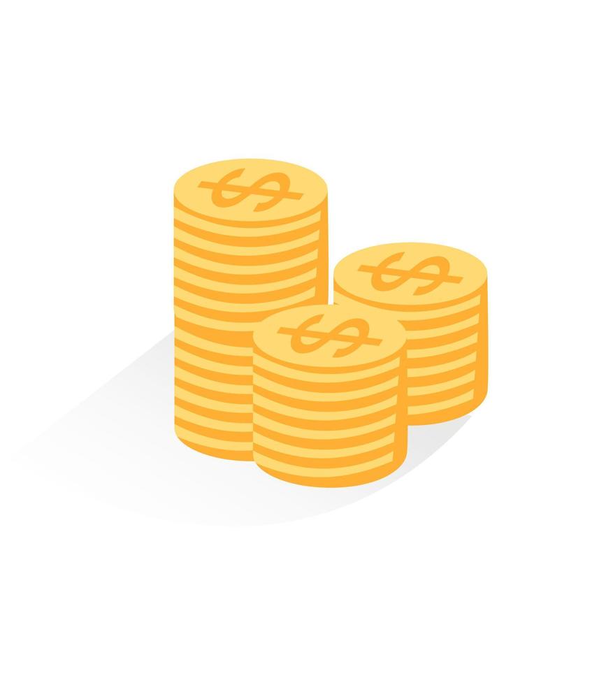 vector monedas icono aislado oro ilustración plana dinero usa dólares efectivo dibujos animados plano garabato dibujo finanzas concepto