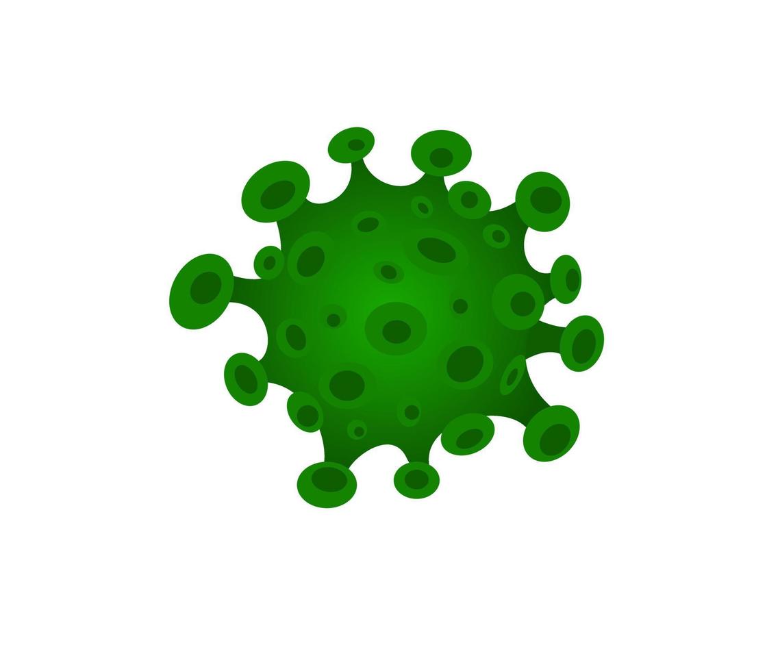 Green isolated virus icon vector illustration cartoon flat medical flu molecula bacteria