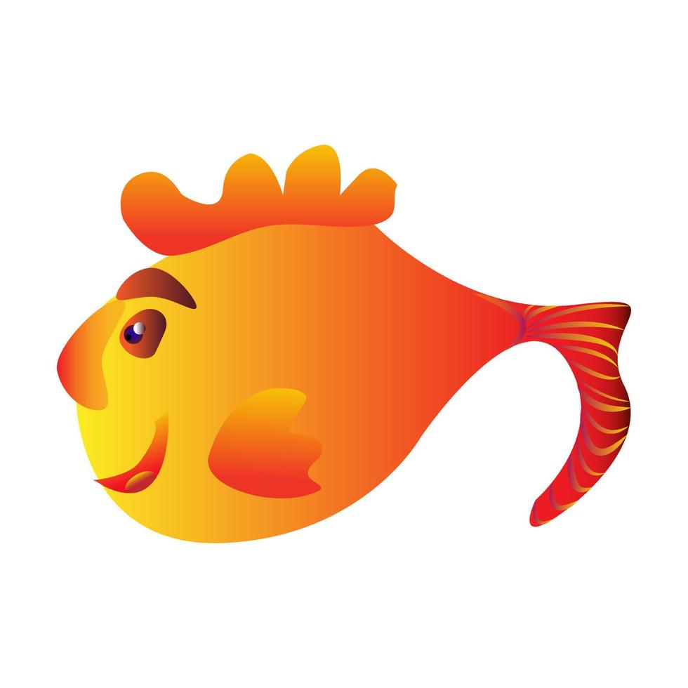 Gold fish character vector illustration happy smiling animal cute head icon isolated on white